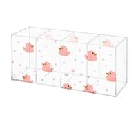 Pink Duck Pen Organiser Organiser Desk, 4 Compartments Makeup Stand, Acrylic Make Up Stand, Square Pen Cup Holder Acrylic Holder Pencil Organizer, Brush Pots, Office Tidy Office
