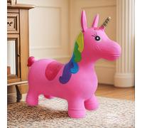 (Pink) Durable Pink Inflatable Bouncy Unicorn Hopper | Ride-On Jumping Horse Toy for 2, 3, 4 Year Olds | Perfect for Youngsters 1st Birthday Gift