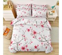Pink Duvet Cover Shabby Chic Small Flowers Petals Bedding Set, Luxury Soft Microfiber Reversible 3 Piece for Boys and Girls Super King Size Quilt Cover Bed Set 260 x 220 cm with Pillowcases