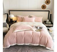 Pink E Winter Carved Velvet Bed Four Piece Set Thickened Warm Double Faced Quilt Cover Velvet Bed Sheet Pillowcase