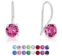 Pink Earrings - 925 Sterling Silver Drop Earrings with Swarovski Crystal Elements - Pink Crystal Light Earrings with Hook - Sterling Silver Dangle Earrings for Women - Colorful Earrings