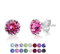 Pink Earrings - 925 Sterling Silver Stud Earrings with Glittering Crystals from Swarovski Elements - Pink Crystal Earrings - Girls Earrings - Ladies Earrings - Colourful Earrings - Crystal Light