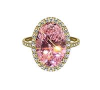 Pink Egg Shaped Rhinestone Ring Elegant Rhinestone Ring Women Work Full Zircon Rings for Women Size 5 11 Album Rings, 7, Metal, No Gemstone