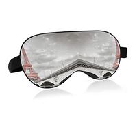 Pink Eiffel Tower Bridge in Retro Grey Style Eye Masks Cover Blocks Light Sleep Mask Shade Cover Blindfold Relaxing Eyeshade Cover with Adjustable Head Strap for Men Women Kids