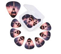 Pink Eiffel Tower Print Guitar Picks 12 Pack with Custom Organizer Storage Box Guitar Accessories Ukulele for Acoustic Guitar Bass Guitar Gift