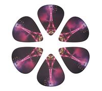 Pink Eiffel Tower Print Guitar Picks 6 Pack With Organizer Storage Bag 0.46 0.71 0.96mm Guitar Plectrums Guitars Accessories For Bass Electric Acoustic Guitars