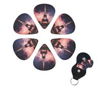 Pink Eiffel Tower Print Guitar Picks 6 Pack with Storage Box Organizer for Custom Guitars for Men Women Guitar Accessory Ukulele for