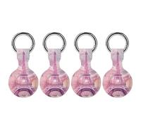 Pink Eiffel Tower Romantic Paris Butterfly Keychain Holder Case Compatible with AirTag Waterproof Silicone Shell Protective Case 4PCS