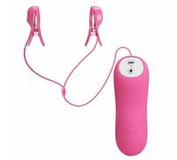 Pink Electric Shock Nipple Clamps Vibrator Electro-Sex Stimulation Bdsm