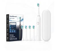 Pink Electric Toothbrush, Wellawhite Electric Toothbrush with Smart Timer Sonic Vibration and Waterproof Handle for Home and Travel (White)