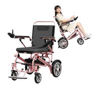Pink Electric Wheelchair, Intelligent, Lightweight, Small, and Foldable Mobility Scooter Suitable，Aluminum Frame，100Kg Capacity,For Goddesses and Girls Power Wheelchair 6.6A