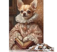 Pink Elegance Chihuahua Royal Dog Wall Art Chihuahua in Royal Attire Puzzle 1000 Pieces Jigsaws Wooden Puzzle for Adults And Teenager Puzzles for Adults 300pcs (40x28cm)