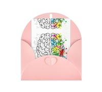 Pink Elegant Geometry Brain Image with Science Print Greeting Card with Matching Envelope - Blank Blessed Design for Birthday, Wedding