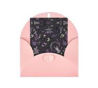 Pink Elegant Greeting Card with Matching Envelope - Purple Black Goth Spooky Print Blank Blessed for Birthday, Valentine's Day, Wedding