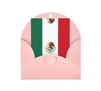 Pink Elegant Greeting Cards with Matching Envelopes - Flag of Mexico Print Blank Blessed for Birthday, Wedding, Valentine's Day