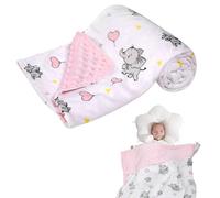 Pink Elephant Baby Blanket, Baby Essentials for Newborn, Soft Baby Cot Blanket Dotted Fleece Backing, Newborn Essentials for Outdoor, Sleep, Stroller, 40x30 inch, Personalised Gifts for Boys Girls