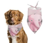 Pink Elephant Dog Bandana Cozy Soft Triangle Dog Scarf Washable Adjustable Pet Bib Cute Lightweight Breathable Pet Scarf for Small Medium Large Cat Dog Scarves