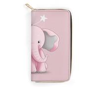 Pink Elephant Leather Wallet, Bifold Stylish Wallets, Credit Card Holder for Passport Covers, Purse Passport Bag for Men Women