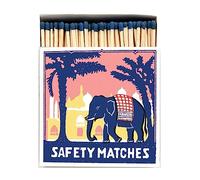 Pink Elephant Long Matches - Luxury Giant Square Matchbox - Blue Tip Coloured Large Matchsticks - Candles Fireside Housewarming Gift