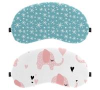 Pink Elephants Black Heart Pattern 2-Pack Light-Blocking Soft Breathable Eye Masks with Eye Patches and Sleep Masks