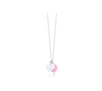 (Pink Enamel) Mini Double Heart Tag Pendant Necklace 925 silver