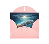 Pink Envelope Greeting Cards With Unique Ancient Creatures Pattern For Write Down Your Blessings For Various Holidays