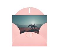 Pink Envelope Greeting Cards With Unique Crimson Wings Pattern For Write Down Your Blessings For Various Holidays