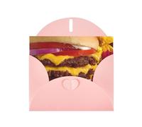 Pink Envelope Greeting Cards With Unique Delicious Burgers Pattern For Write Down Your Blessings For Various Holidays