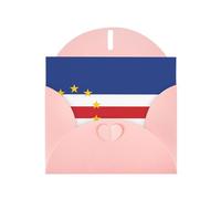 Pink Envelope Greeting Cards With Unique Flag Of Cape Verde Pattern For Write Down Your Blessings For Various Holidays
