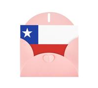 Pink Envelope Greeting Cards With Unique Flag Of Chile Pattern For Write Down Your Blessings For Various Holidays