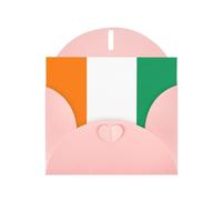 Pink Envelope Greeting Cards With Unique Flag Of Cote D'Ivoire Pattern For Write Down Your Blessings For Various Holidays