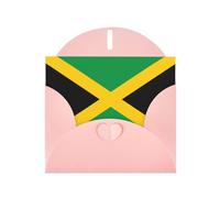 Pink Envelope Greeting Cards With Unique Flag Of Jamaica Pattern For Write Down Your Blessings For Various Holidays