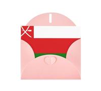 Pink Envelope Greeting Cards With Unique Flag Of Oman Pattern For Write Down Your Blessings For Various Holidays