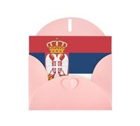 Pink Envelope Greeting Cards With Unique Flag Of Serbia Pattern For Write Down Your Blessings For Various Holidays