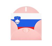 Pink Envelope Greeting Cards With Unique Flag Of Slovenia Pattern For Write Down Your Blessings For Various Holidays