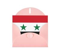 Pink Envelope Greeting Cards With Unique Flag Of The Syrian Arab Republic Pattern For Write Down Your Blessings For Various Holidays