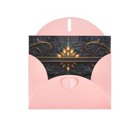 Pink Envelope Greeting Cards With Unique Mystic Golden Pattern For Write Down Your Blessings For Various Holidays