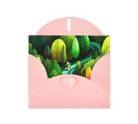 Pink Envelope Greeting Cards With Unique Mystic Wood Pattern For Write Down Your Blessings For Various Holidays