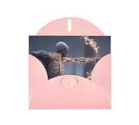 Pink Envelope Greeting Cards With Unique Skeleton Archery Pattern For Write Down Your Blessings For Various Holidays