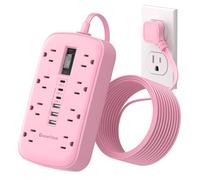 Pink Extension Cord with Surge Protector - 5 FT Kawaii Power Strip, Cute Extension Cord with 6 USB(3 USB C) and 8 Outlets, Pink Desk Accessories for Girl Cute Kawaii Room Decor Gifts Office Dorm Home