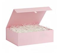 Pink Extra Large Gift Box 1Pcs 48.5X40.5X15.3 cm, Birthday Gift Box for Presents with Magnetic Lid Ribbon Tab,for Christmas Valentine's Day Wedding Gift Packaging,Includes Cards,Envelopes Filler