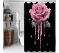 Pink Extra Long Shower Curtain 90x200 cm Rose Shower Curtains for Bathroom With 12 Hooks, Waterproof Polyester Fabric Bathtub Curtain, Washable, Quick Dry, for Wet Room, Showerstall, Bath Tub -ly628