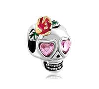 Pink Eye Sugar Skull Charm Compatible with Pandora Bracelets Calavera Family Mom Daughter Grandma Grandmom Diade Muertos