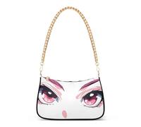 Pink Eyes White One Shoulder Purses for Women Party Dressy Purse Hobo Chain Strap Zipper Medium Purse