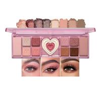 Pink Eyeshadow Palette, 12 Colour Nude Pink Matte Shimmer Glitter Eye Shadow Pallets for Women, Natural Long Lasting Highly Pigmented Eyeshadow Blush Make-Up Palettes