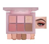 Pink Eyeshadow Palette, 6 Colour Eye Shadow Make-Up Palettes for Women, Nude Pink Brown Matte Shimmering Pigmented Waterproof Long-lasting Eye Shadow Palette