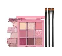Pink Eyeshadow Palette,9 Colour Glitter Matte Eye Shadow Pallets For Women,Purple Pink Brown Eyeshadow Highly Pigmented Long Lasting Eye Make-Up Palette with 3 Brush