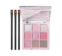 Pink Eyeshadow Palette 9 Colour Glitter Matte & Shimmer Pink Brown Eye Shadow Pallets For Women, Long Lasting Highly Pigmented Eyeshadow Make-Up Palettes Waterproof Blendable Glitter Eyeshadow