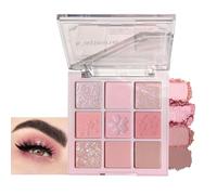 Pink Eyeshadow Palette Make-Up Palettes, 9 Colour Nude Natural Pink Brown Shimmer Eye Shadow Pallets for Women, Cool Girl Matte Make Up, Waterproof Long Lasting Highly Pigmented