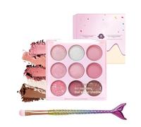 Pink Eyeshadow Palette Make-Up Palettes, Shimmer Eye Shadow Pallets for Women, Glitter Eyeshadow 9 Colour Nude Natural, Waterproof Long Lasting Highly Pigmented with Brush